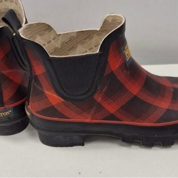 Pendleton Red Plaid Rubber Rain Boots Women’s Size 9 Waterproof Ankle Chelsea - Picture 3 of 4